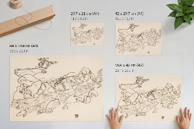 Photo canvas Mountain Stream (1917) by Egon Schiele – line drawing from the collection of The MET museum