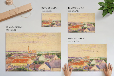 Decorative canvas print View of the city by Egon Schiele, illustration