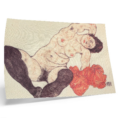 Decorative canvas print Female Nude with a Yellow Towel (1917) by Egon Schiele