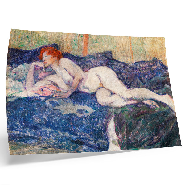 Poster Naked woman showing breasts, vintage erotic art by Henri de Toulouse-Lautrec