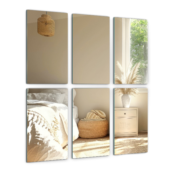 Tiled wall mirror rectangular self-adhesive