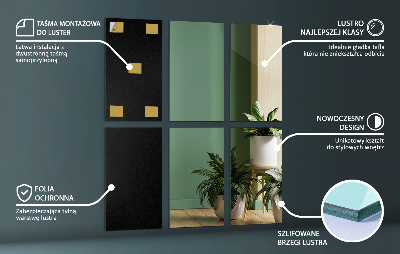 Tiled wall mirror rectangular self-adhesive