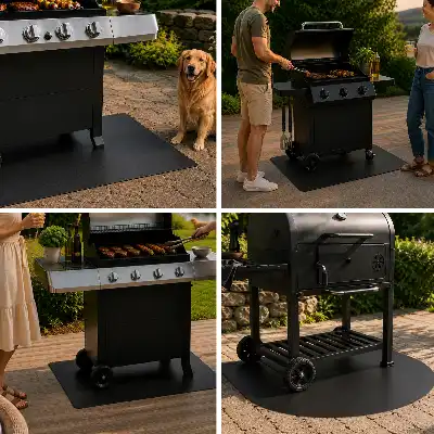 Grill pad for deck Semi-oval 31x35 in (80x90 cm)