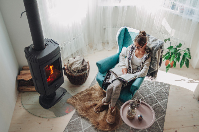 Glass wood burner hearth transparent