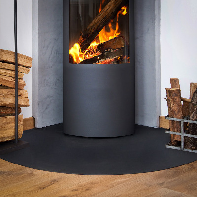Hearth plate Quarter-circle black metal