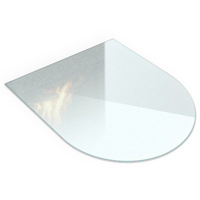 Glass hearth plate Semi-transparent semi-oval