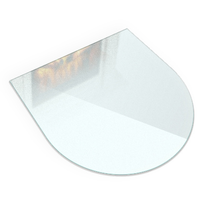 Glass hearth plate Semi-transparent semi-oval