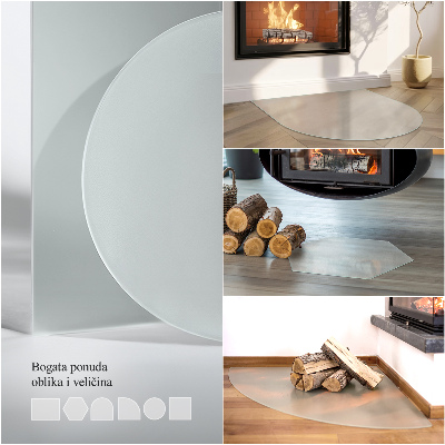 Glass hearth plate Semi-transparent semi-oval