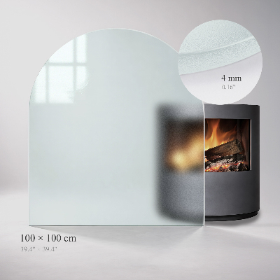 Glass hearth plate Semi-transparent semi-oval