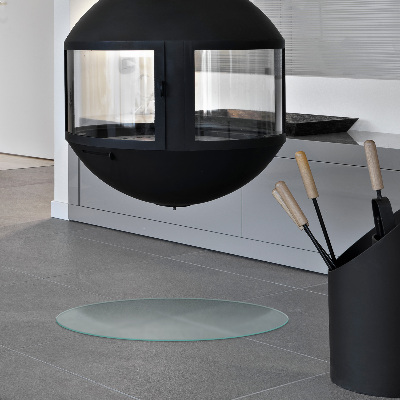 Glass hearth pad Semi-transparent round