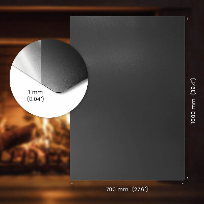 Wood burner hearth pad Rectangular black metal