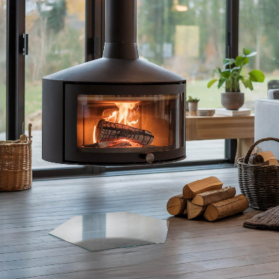 Glass hearth plate Concrete structure with effect