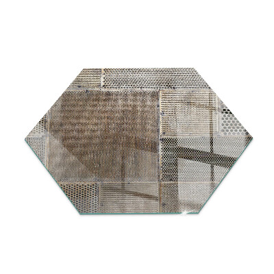 Glass wood burner hearth Perforated steel motif