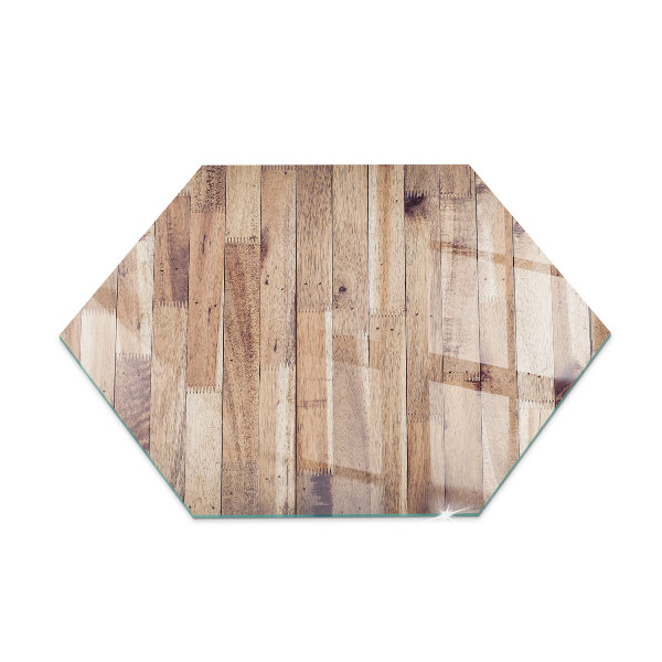 Glass wood burner hearth Wooden pattern in a geometric arrangement