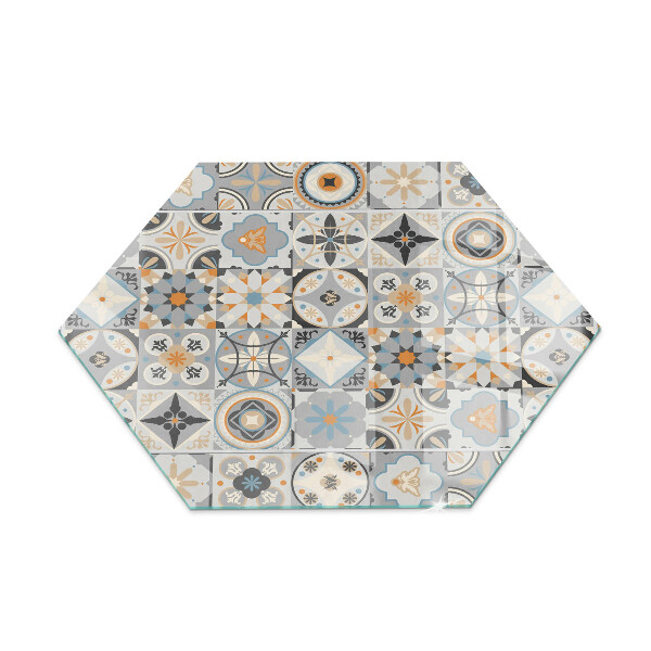 Glass hearth plate Mosaic patterns in tiled shapes