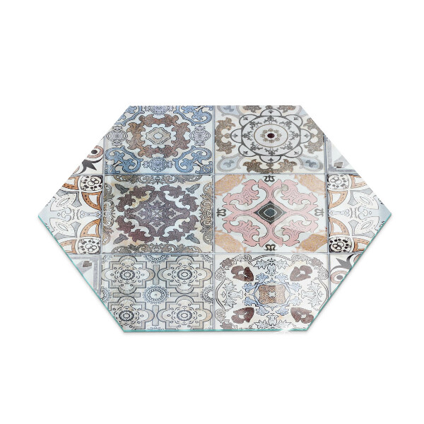 Glass hearth plate Mosaic patterns in tiles