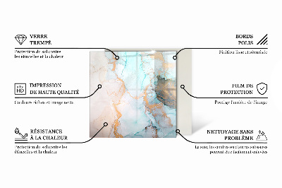 Glass wood burner hearth Marble style with delicate veining