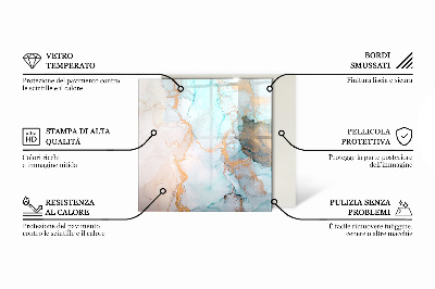 Glass wood burner hearth Marble style with delicate veining