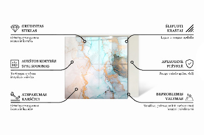 Glass hearth for log burner Abstract marble motif