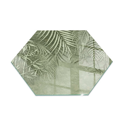 Glass hearth plate Tropical leaves on the background
