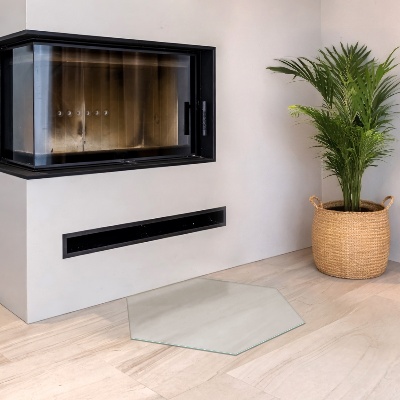 Fireplace base Semi-transparent hexagonal