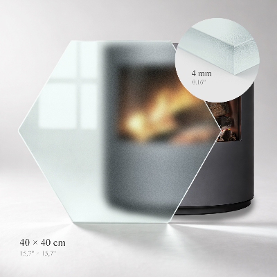 Fireplace floor protection plate Semi-transparent hexagonal tiles
