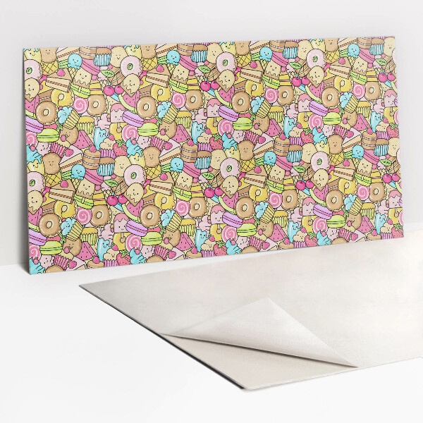 Bathroom wall panel Colorful cartoon sweets