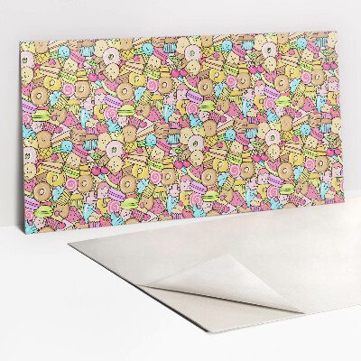 Bathroom wall panel Colorful cartoon sweets