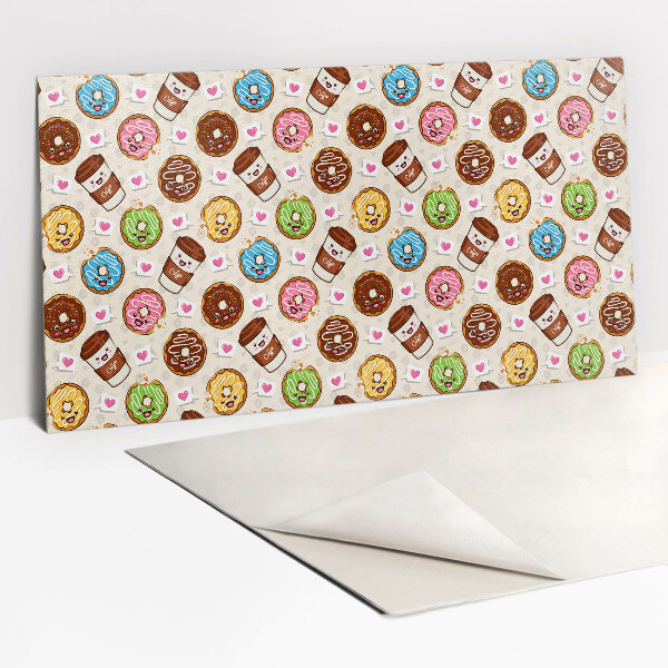 Pvc wall cladding Cartoon donuts and coffee