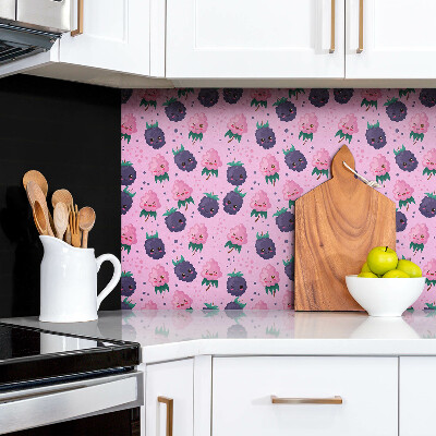 Wall panel Pink cartoon fruits