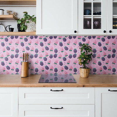 Wall panel Pink cartoon fruits