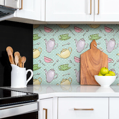 Wall panel Kettle and colorful cups