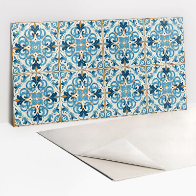 Panel wall covering Blue and gold ornament