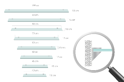 Wall-mounted glass shelf transparent