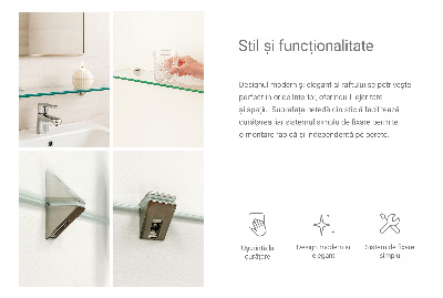 Wall-mounted glass shelf transparent