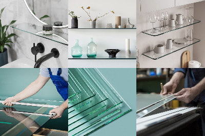 Wall-mounted glass shelf transparent