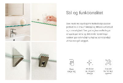 Wall-mounted glass shelf transparent