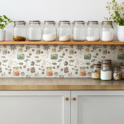 Vinyl flooring tiles Spices in jars