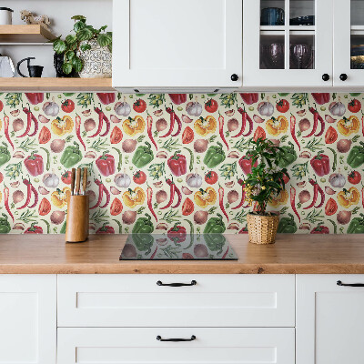 Vinyl tiles wall Colorful cartoon vegetables