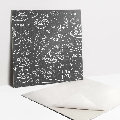 Self adhesive vinyl tiles Cartoon food motif