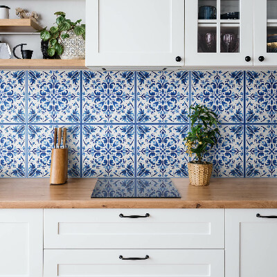 Vinyl tiles wall Blue ornament