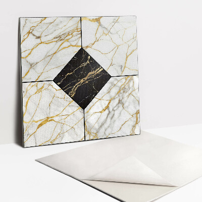 Vinyl tiles wall Golden marble veins