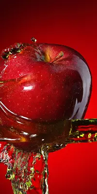 Fabric roller blind red apple in the depths design