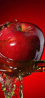 Fabric roller blind red apple in the depths design