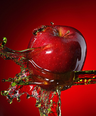 Fabric roller blind Red apple in the depths