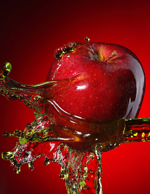 Fabric roller blind Red apple in the depths