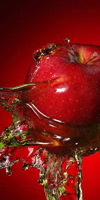 Fabric roller blind red apple in the depths design