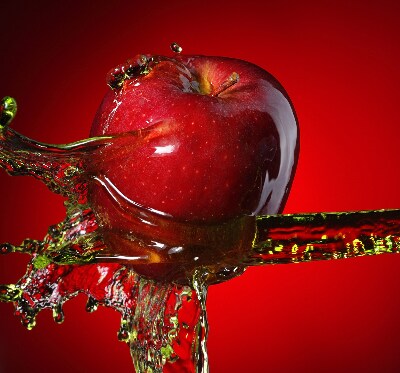 Fabric roller blind Red apple in the depths