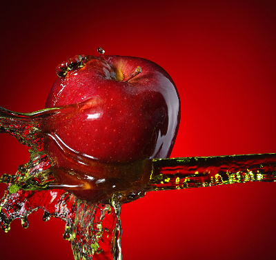 Fabric roller blind Red apple in the depths