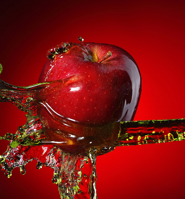 Fabric roller blind Red apple in the depths